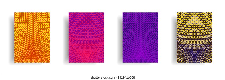 Scientific annual report design vector collection. A set of polygon meshes. Report covers graphic design, business brochure pages corporate templates.