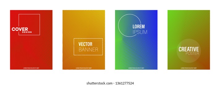 Scientific annual report design vector collection. Halftone stripes texture cover page layout templates set. Report covers graphic design, business brochure pages corporate templates. - Векторная граф
