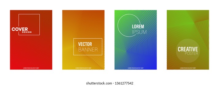 Scientific annual report design vector collection. Halftone stripes texture cover page layout templates set. Report covers graphic design, business brochure pages corporate templates. - Векторная граф