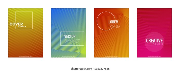 Scientific annual report design vector collection. Halftone stripes texture cover page layout templates set. Report covers graphic design, business brochure pages corporate templates. - Векторная граф