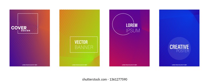 Scientific annual report design vector collection. Halftone stripes texture cover page layout templates set. Report covers graphic design, business brochure pages corporate templates. - Векторная граф