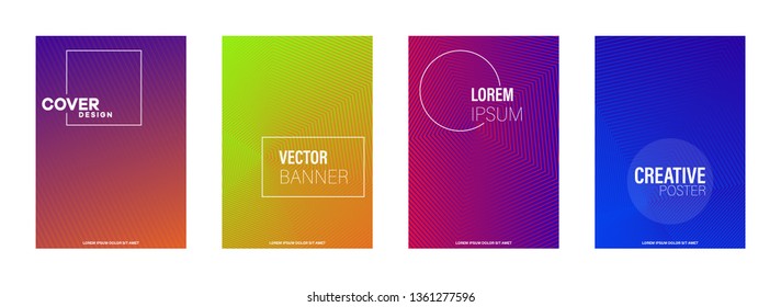 Scientific annual report design vector collection. Halftone stripes texture cover page layout templates set. Report covers graphic design, business brochure pages corporate templates. - Векторная граф