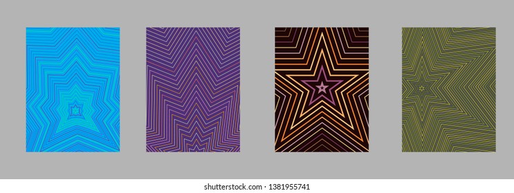 Scientific annual report design vector collection. Halftone stripes texture cover page layout templates set. Report covers graphic design, business brochure pages corporate templates.