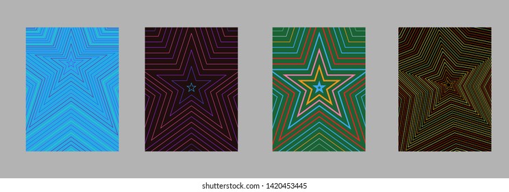 Scientific annual report design vector collection. Halftone stripes texture cover page layout templates set. Report covers graphic design, business brochure pages corporate templates.