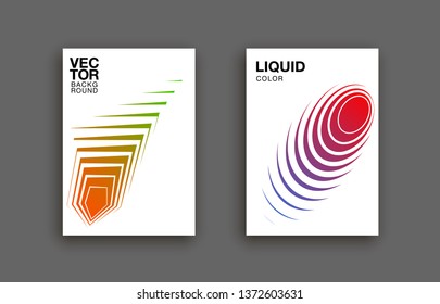 Scientific annual report geometric design collection. Halftone line texture cover page layout templates set. Report covers geometric graphic design, business brochure pages corporate template.