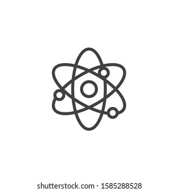 Scientific atom line icon. linear style sign for mobile concept and web design. Molecule atom outline vector icon. Symbol, logo illustration. Vector graphics