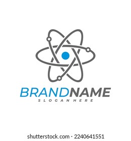 Plantilla de logotipo de átomo científico, vector de diseño del logotipo de ciencia