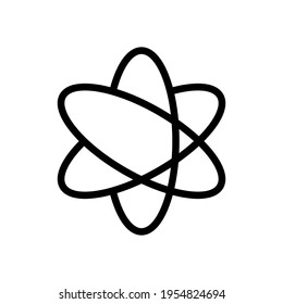 Un átomo científico, un icono simple. Icono negro sobre fondo blanco