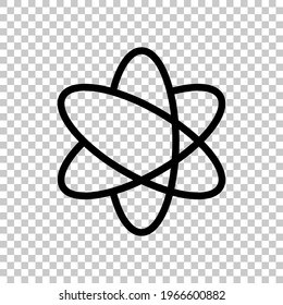 Scientific atom, simple icon. Black editable linear symbol on transparent background
