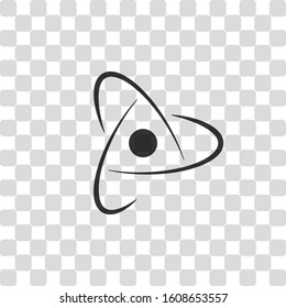 scientific atom symbol, abstract creative logo, simple icon. Black symbol on transparency grid