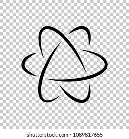 scientific atom symbol, logo, simple icon. On transparent background.