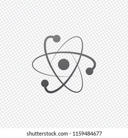 scientific atom symbol, logo, simple icon. On grid background