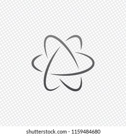 scientific atom symbol, logo, simple icon. On grid background