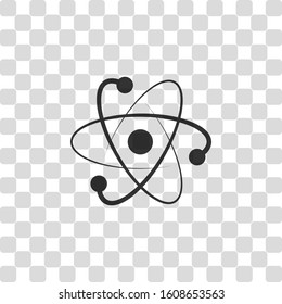 scientific atom symbol, logo, simple icon. Black symbol on transparency grid