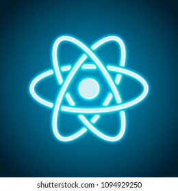 scientific atom symbol, simple icon. Neon style. Light decoration icon. Bright electric symbol