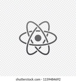scientific atom symbol, simple icon. On grid background