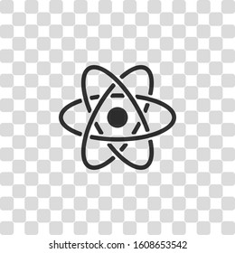 scientific atom symbol, simple icon. Black symbol on transparency grid