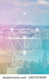 Antecedentes científicos. Ciberespacio, aprendizaje automático, inteligencia artificial, conceptos de red neuronal con triángulos y partículas. Matemáticas en la naturaleza.
