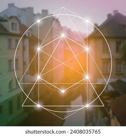 Antecedentes científicos. Ciberespacio, aprendizaje automático, inteligencia artificial, conceptos de red neuronal con triángulos y partículas. Matemáticas en la naturaleza.