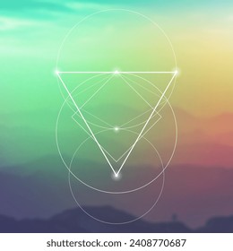 Scientific background. Cyber space, machine learning, artificial intelligence, neural network concepts with triangles and particles. Math in nature.