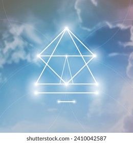 Scientific background. Cyber space, machine learning, artificial intelligence, neural network concepts with triangles and particles. Math in nature.