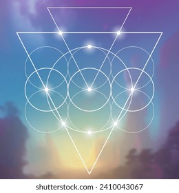 Scientific background. Cyber space, machine learning, artificial intelligence, neural network concepts with triangles and particles. Math in nature.