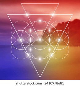 Scientific background. Cyber space, machine learning, artificial intelligence, neural network concepts with triangles and particles. Math in nature.