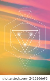 Scientific background. Cyber space, machine learning, artificial intelligence, neural network concepts with triangles and particles. Math in nature.
