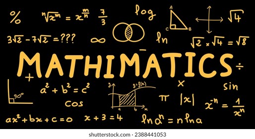Antecedentes científicos con fórmulas matemáticas. Ecuaciones y fórmulas matemáticas. Fondo geométrico, fórmulas, formas y gráficos. Recursos matemáticos para profesores y estudiantes. Ilustración vectorial.