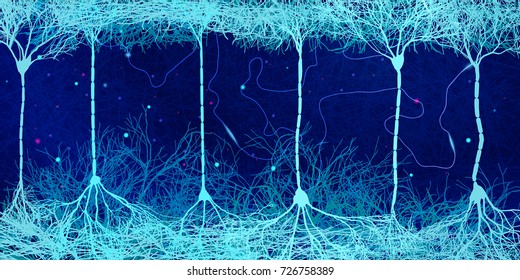 scientific background with neuron cells forming massive net