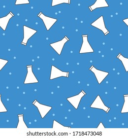 Scientific Background. Seamless Biological Pattern, Flask Icon