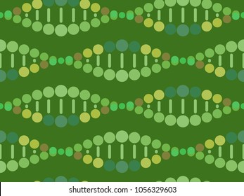 Scientific background, seamless pattern with DNA. Organic circular shapes. 2d illustration.