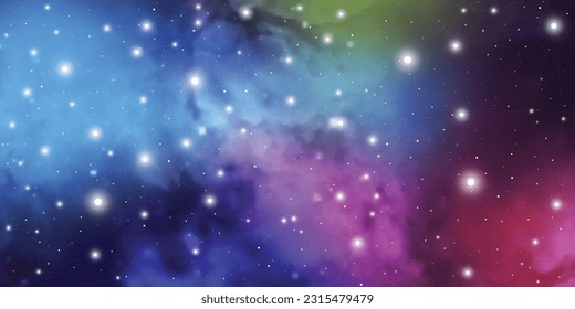 Scientific background.  Triangles and molecule structure on space. Cyber space, machine learning, AI, artificial intelligence, neural network vector art