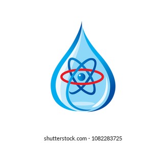Scientific Blue Flame Atomic Molecule Logo In Isolated White Background
