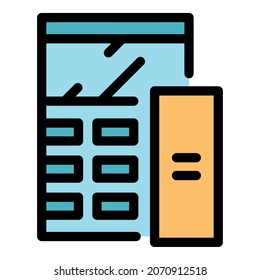 Scientific calculator icon. Outline scientific calculator vector icon color flat isolated