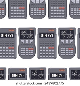 Scientific calculator vector cartoon seamless pattern background for wallpaper, wrapping, packing, and backdrop.
