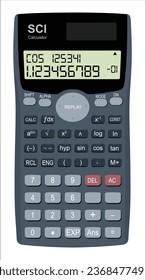 Scientific Calculator vector with digits number displayed on screen