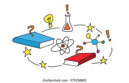 scientific chemical and mathematical educational cartoon graphics