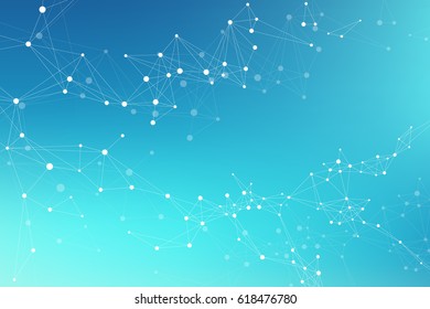 Scientific chemical pattern. Structure molecule DNA research as concept. Science and technology background communication. Medical scientific backdrop for your design. Vector Illustration