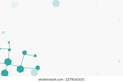 Scientific Chemical Structure Vector Transparent Background. Molecule Modern Design. Microbiology Dna Abstract Wallpaper. Technology Cover.