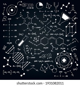 scientific and chemistry formulas and geometry vector illustration