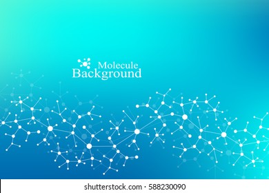 Scientific chemistry pattern. Structure molecule DNA research as concept. Science and technology background communication. Medical scientific backdrop for your design. Vector Illustration