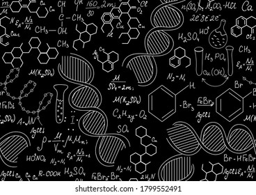 Scientific Vector Seamless Background Chemical Formulas Stock Vector ...