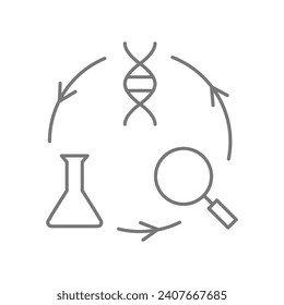 Scientific Collaboration grey thinline icon, 1px stroke, outline icon, vector, pixel perfect icon