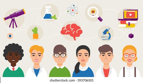Scientific community vector illustration