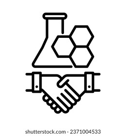 Scientific cooperation icon. Outline style. Vector. Isolate on white background.