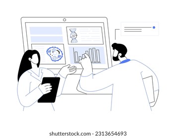 Scientific data collection abstract concept vector illustration. Group of scientists make report about basic medical research, laboratory experiment data collection abstract metaphor.