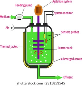 Scientific Design of Bioreactors: Creating a Biologically Active Environmental System.Vector illustration
