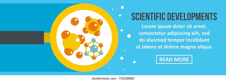 scientific-developments-banner-horizontal-concept-flat-stock-vector