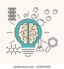 Scientific discoveries and experiments concept. Flat style illustration. 